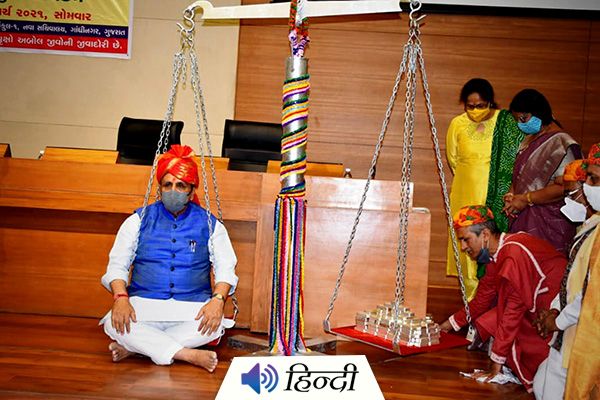 Gujarat CM Vijay Rupani Weighed Against 85 kg Silver