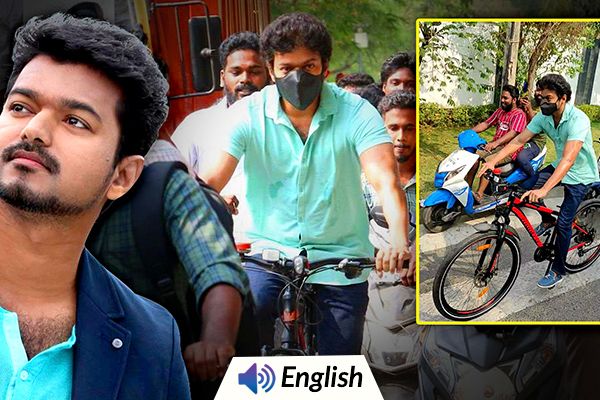 Actor Vijay Rides Cycle to Vote in Chennai