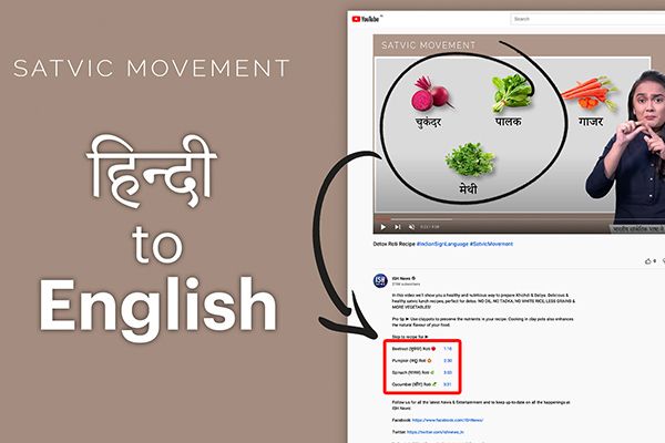 Solution for Hindi Words in Satvic Movement Videos