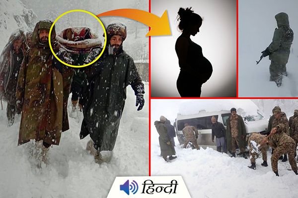 Indian Jawans Carry Pregnant Woman in Heavy Snow