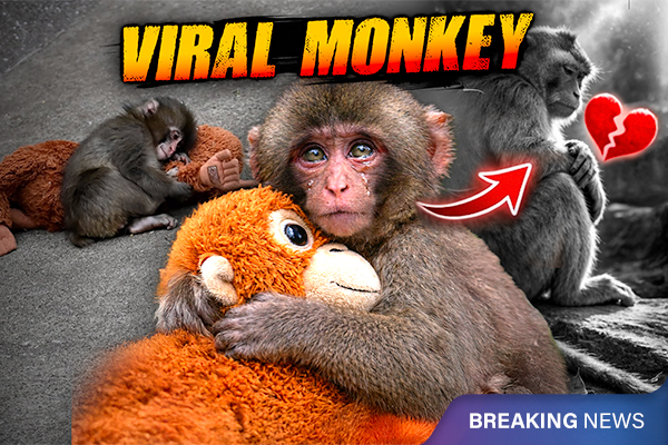 Baby Monkey Punch Hugs Soft Toy After Mom Rejects Him: Video Goes Viral